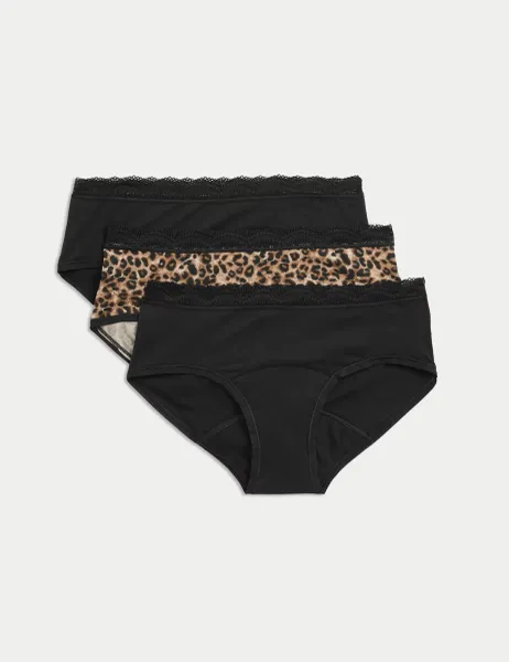 Marks & Spencer 3pk Heavy Absorbency Period Knicker Shorts Black Mix