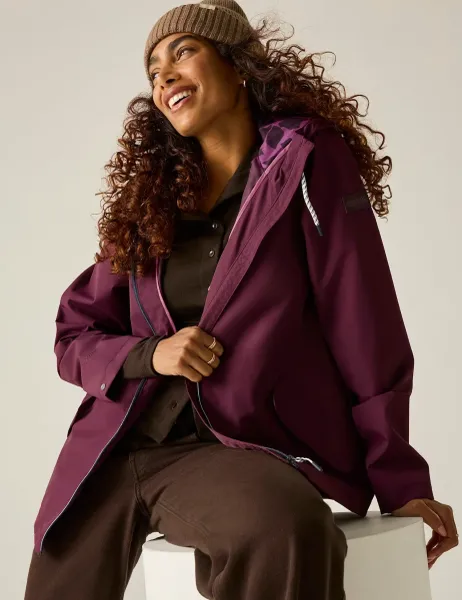 Regatta Bayletta Waterproof Hooded Raincoat Burgundy