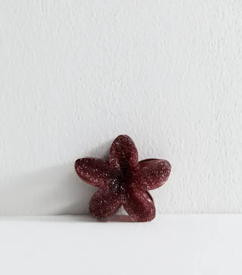 Brown Gem Embellished Tropical Flower Hair Claw Clip