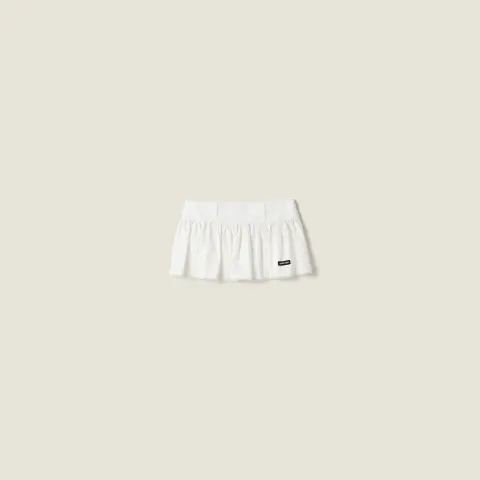 Slubbed poplin and eyelet lace miniskirt