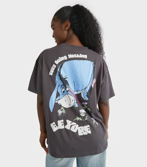 Women's Grey Disney Winnie the Pooh Eeyore Print T-Shirt