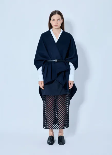 Max Mara Belted Wrap Poncho with Cut-Out Skirt