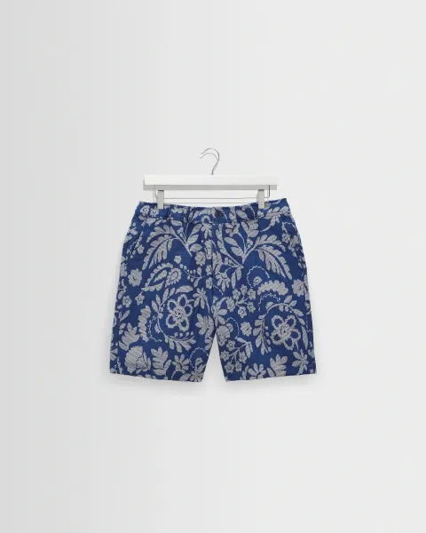 Kurt - Blue and Ecru Floral Jacquard Shorts