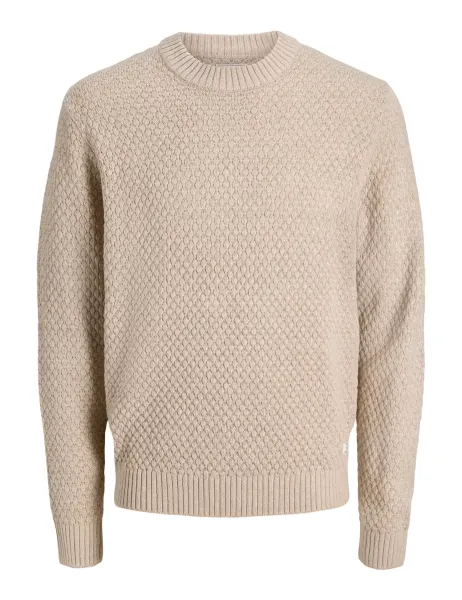 Jack & Jones Structured Crew Neck Jumper Beige