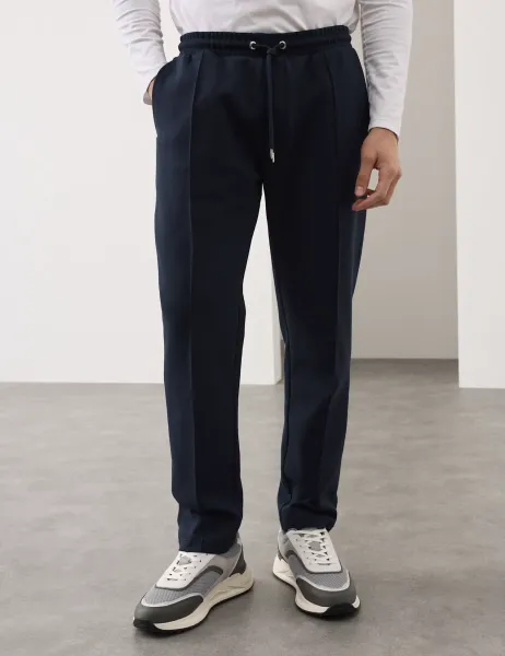 Autograph Cotton Rich Pintuck Straight Leg Joggers Dark Navy