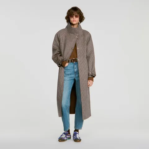 SANDRO Oversized check coat
