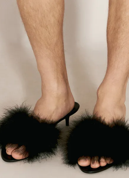 Boudoir Feather-Trimmed Heels