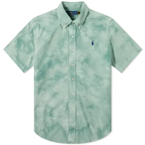 Button Down Short Sleeve Tie Dye Shirt