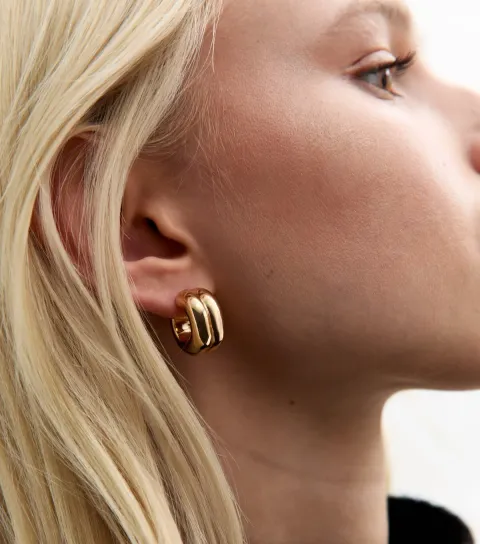 New Look Gold Tone Double Hoop Earrings