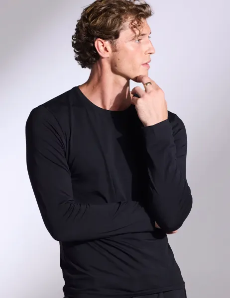 David Gandy Wellwear Cotton Blend Long Sleeve Top Black