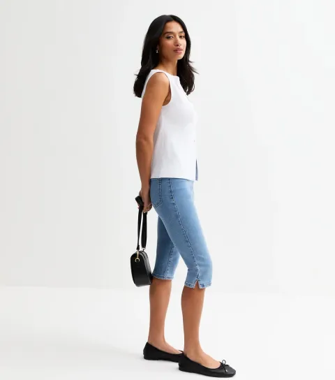 New Look Women's Petite Blue Denim Capri Trousers
