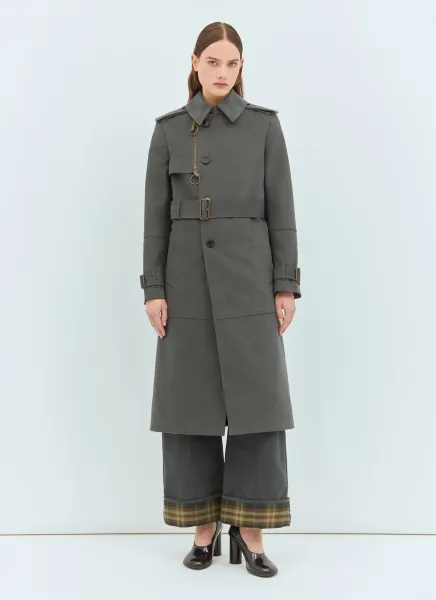Long Cotton Nylon Trench Coat