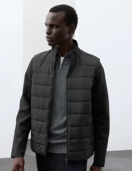 Autograph Regular Fit Cotton Rich Padded Hybrid Jacket Black