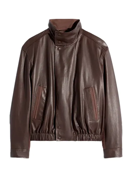 Soft Leather Blouson Jacket Chocolate