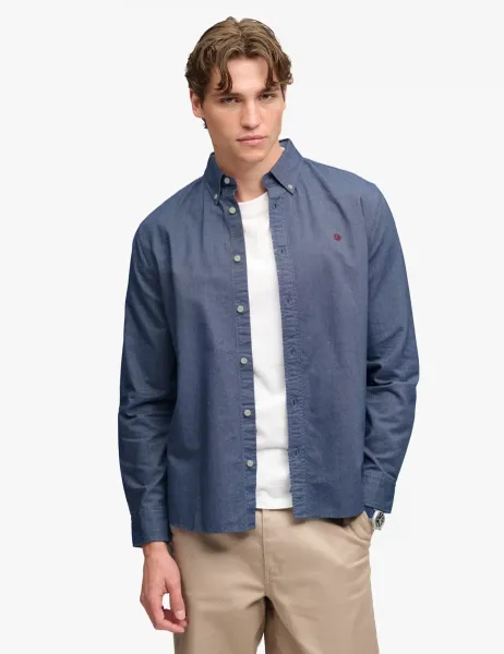 Superdry & Co Relaxed Fit Pure Cotton Striped Oxford Shirt Blue