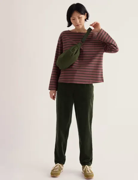 Seasalt Cornwall Pure Cotton Cord Tapered Trousers Dark Khaki
