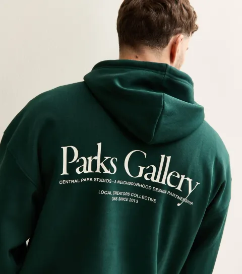 Men's Dark Green Parks Gallery Logo Hoodie