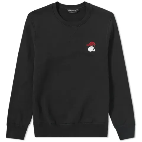 Embroidered Skull Raven Crew Sweat