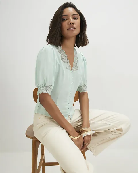 River Island Lace Trim Blouse