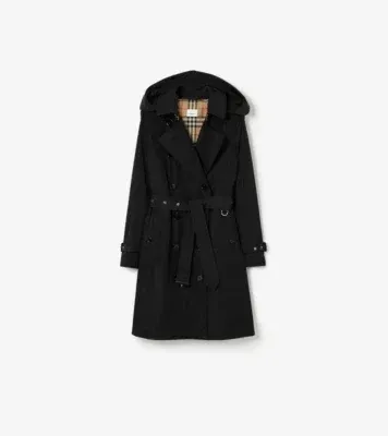 Mid-length Taffeta Kensington Trench Coat in Black - Women, Nylon