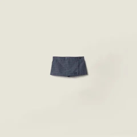 Checked technical fabric mini skort