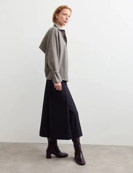 Jaeger Wool Rich Collared Shirt Charcoal