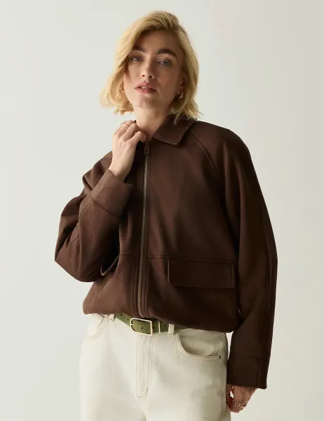 Regatta Cropped Bomber Jacket Brown