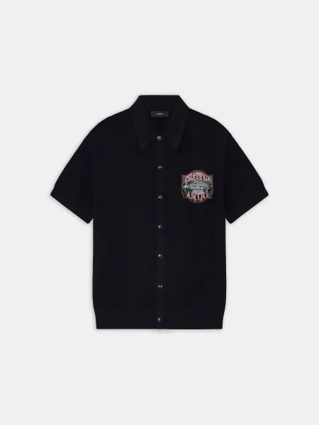 CHATEAU AMIRI CROCHET OVERSIZED SHIRT - Black