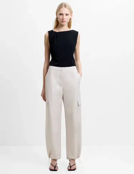 French Connection Cotton Rich Relaxed Fit Cargo Trousers Beige