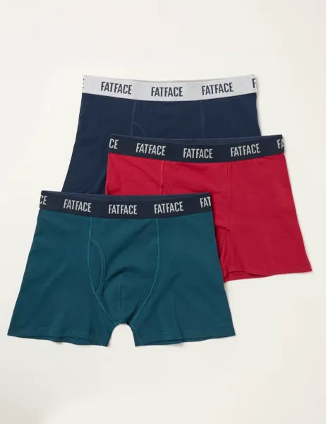 FatFace 3pk Cotton Stretch Boxers Multi