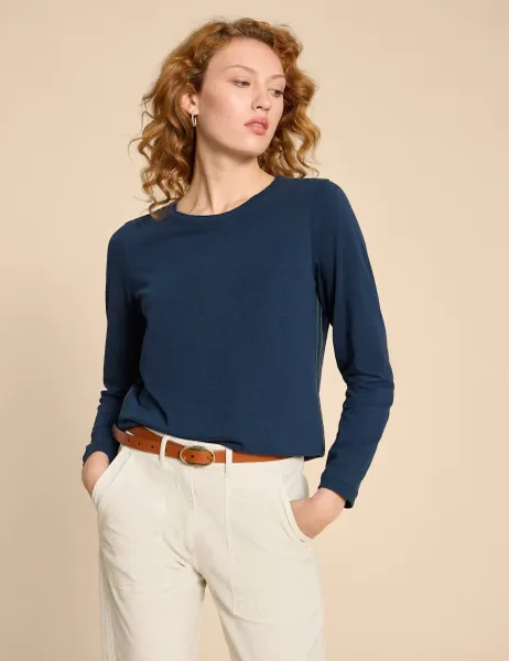 White Stuff Pure Cotton Printed T-Shirt Navy