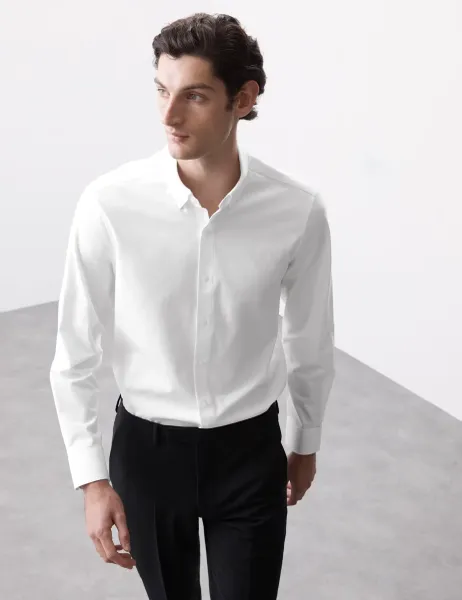 Autograph Regular Fit Cotton Stretch 360 Flex Shirt White
