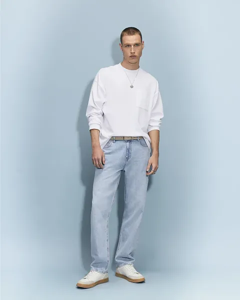 River Island Straight Leg Linen Blend Jeans
