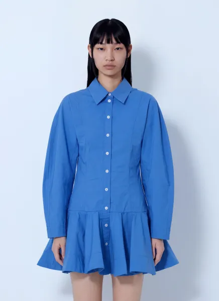 GANNI Stretch Cotton Mini Shirt Dress