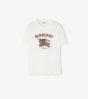 Knight Check Cotton T-shirt in Chalk white