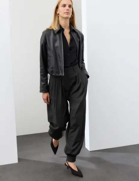 Autograph Wool Blend Tailored Balloon Trousers Dark Grey