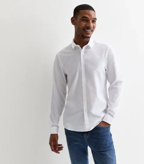 Men's White Poplin Long Sleeve Shirt
