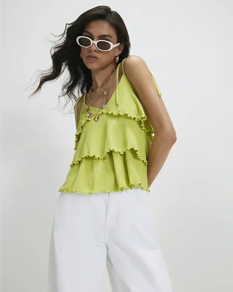 River Island Rib Ruffle Cami Top