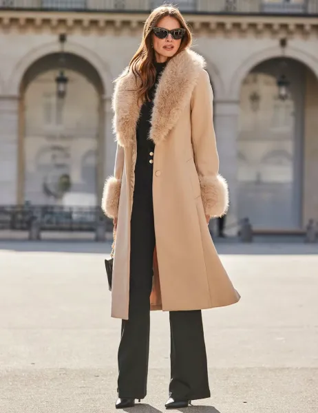 SOSANDAR Belted 2 in 1 Longline Coat Taupe