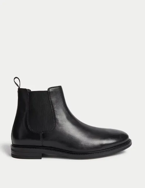 Autograph Wide Fit Leather Chelsea Boots Black