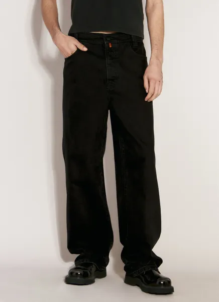 Logo Embroidery Baggy Jeans