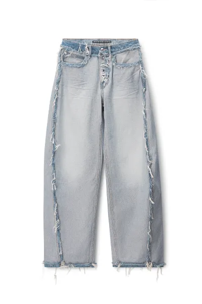 Mid-Rise Inverted Blow Up Jean with Embossed Logo