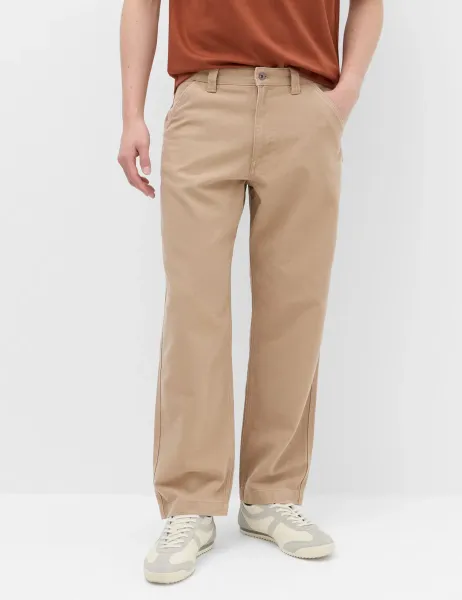 Marks & Spencer Loose Fit Pure Cotton Utility Trousers Fawn