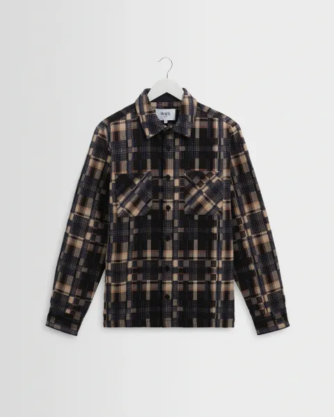 Whiting - Natural and Navy Glitch Check Overshirt