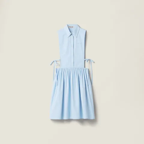 Poplin side tie dress