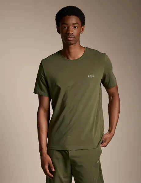 Boss Cotton Rich Crew Neck T-Shirt Khaki