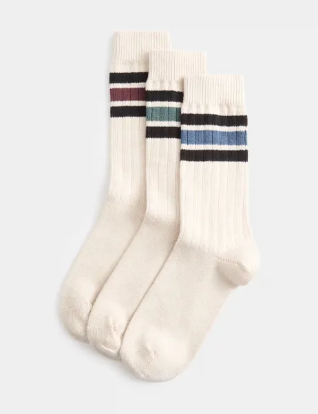 Marks & Spencer 3pk Casual Cotton Rich Socks Beige Mix