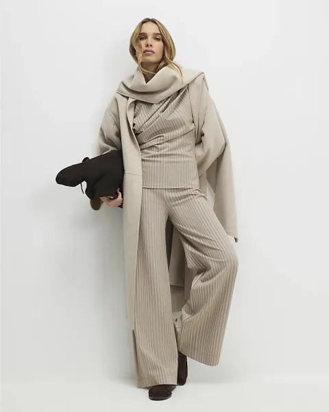 River Island Stretch Striped Wide Leg Trousers