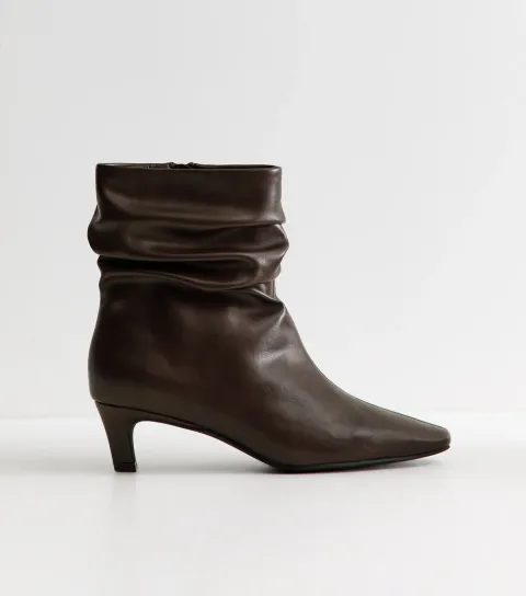 New Look Women's Dark Burgundy Faux Leather Slouch Ankle Boots Vegan