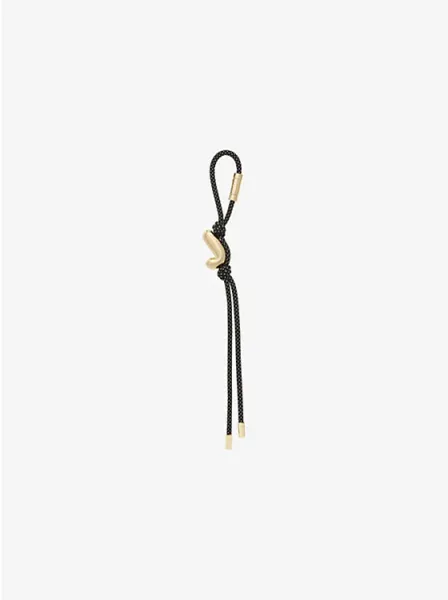 Initial Gold-Tone and Speckled Cord Bag Charm